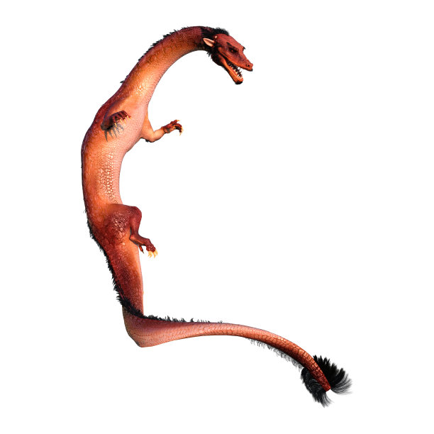 3D渲染红色东方龙在白色图片下载