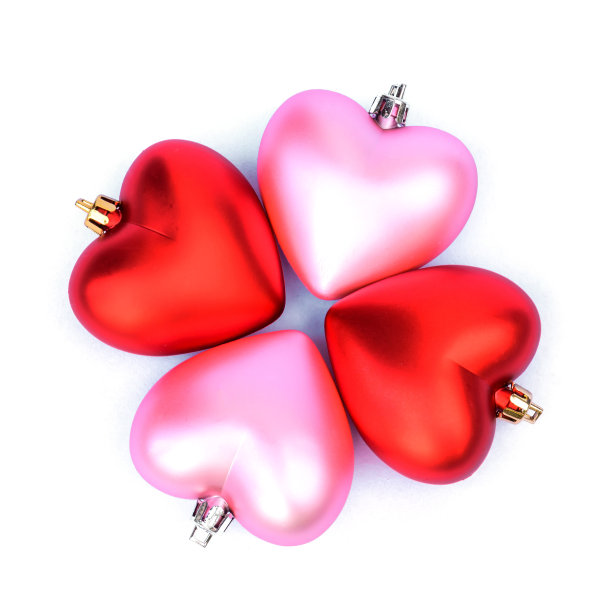 粉红红心孤立图片下载