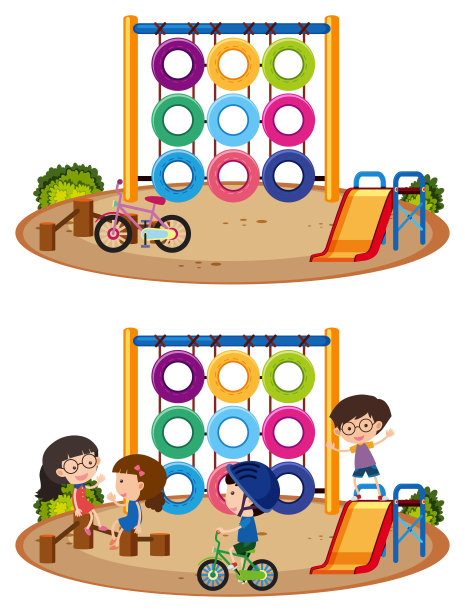 两个有孩子和没有孩子的操场场景图片下载