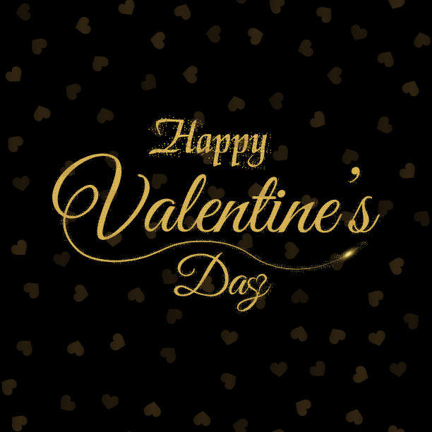 情人节贺卡与金色文字情人节快乐。向量。图片下载