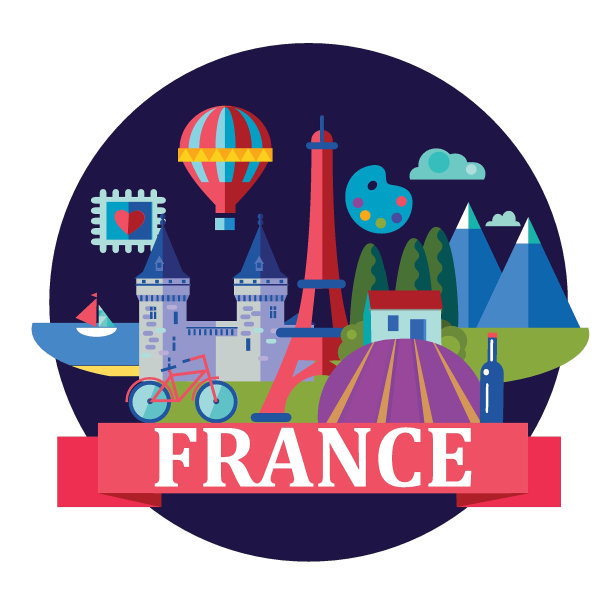法国矢量平面风格插图图片下载
