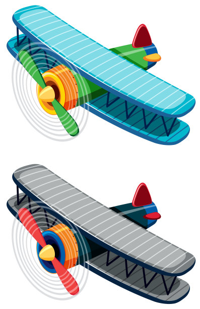 白色背景上的两架老式飞机图片下载