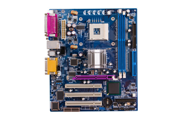 计算机主板隔离在白色背景上图片下载