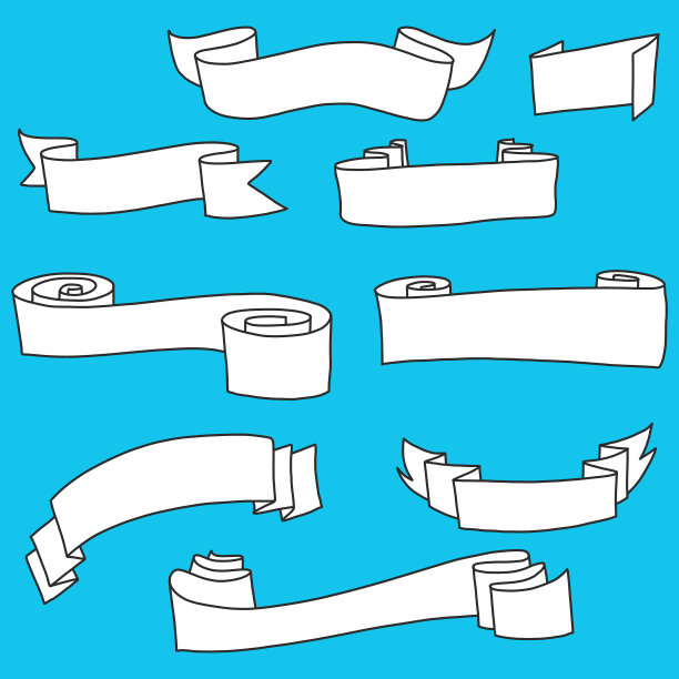 手绘丝带和横幅图片下载