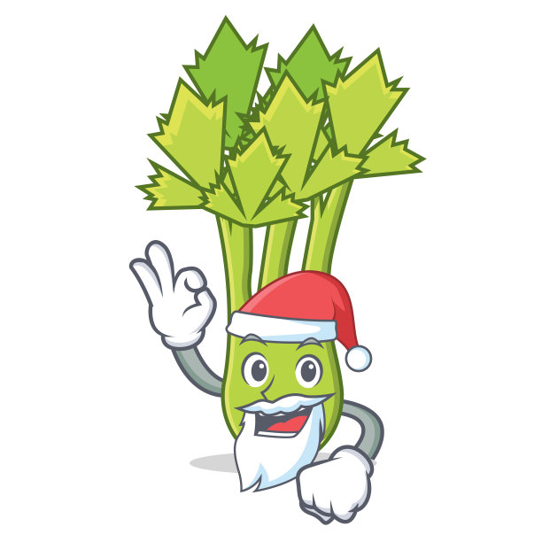 卡通风格的圣诞老人芹菜吉祥物图片下载
