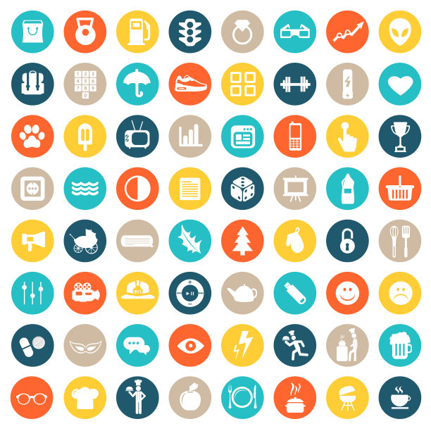 图标设置为网站和移动应用程序。普遍的设置。平面向量插图图片下载