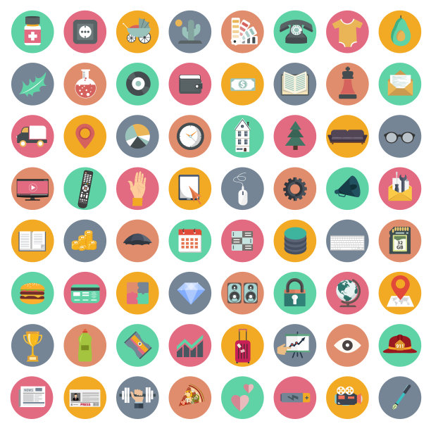 图标设置为网站和移动应用程序。普遍的设置。平面向量插图图片下载