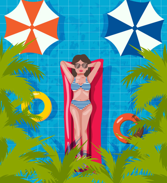 游泳池里的夏天图片下载
