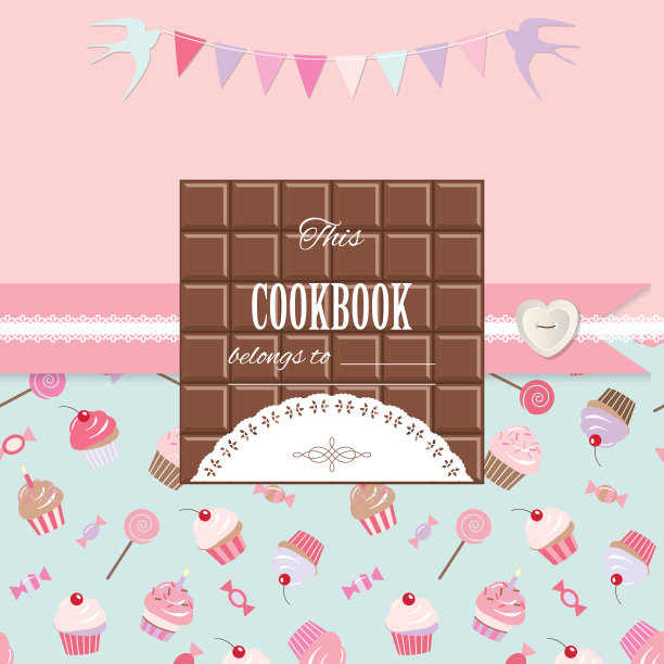 可爱的女孩模板。可用于剪贴簿设计，食谱，日记，相册封面。图片下载