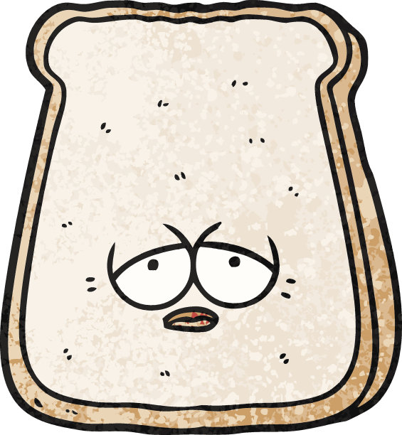 卡通疲倦的旧面包片图片下载