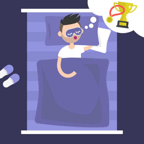 梦想胜利的年轻角色，金杯和奖牌，渴望胜利，概念插图，扁平可编辑矢量插图、剪贴画图片下载