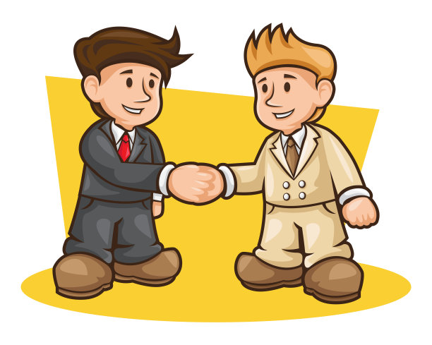 成功的商业交易握手卡通插图图片下载