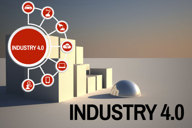 工业4.0图像3维。有夕阳的城市图片下载