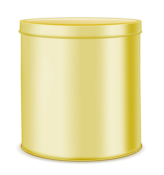 圆形的金金属罐，可以用来装食物、饼干和礼物。图片下载