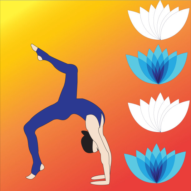 剪影年轻女子练习瑜伽。女孩普拉提。向量上的抽象背景莲花图片下载