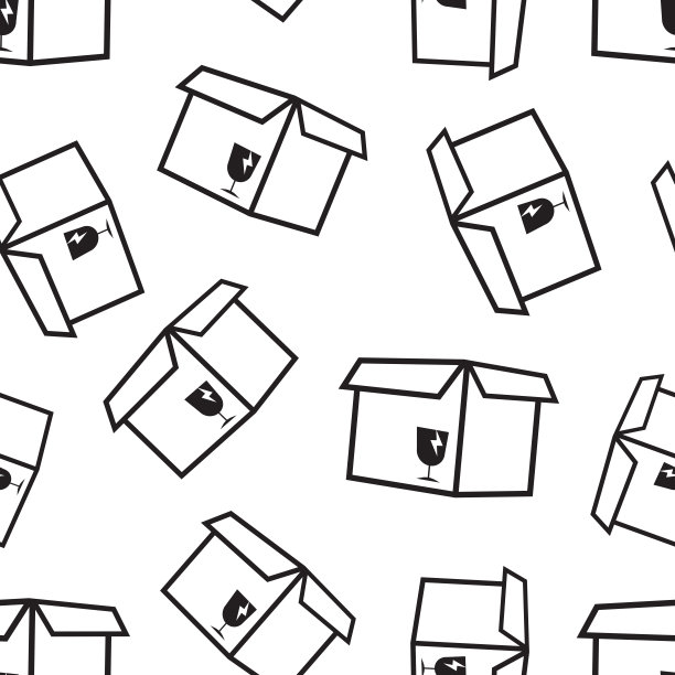 开箱运输无缝模式背景。商业平面矢量插图。开箱交付标志符号图案。图片下载