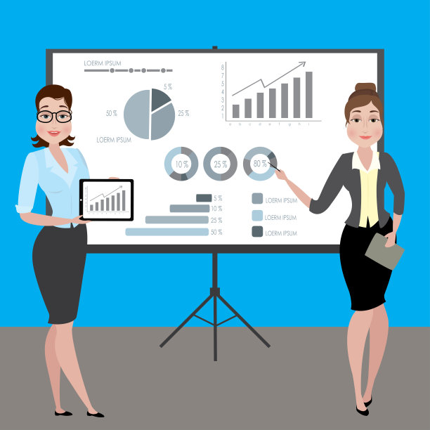 商业女性与投影仪屏幕。业务演示图片下载