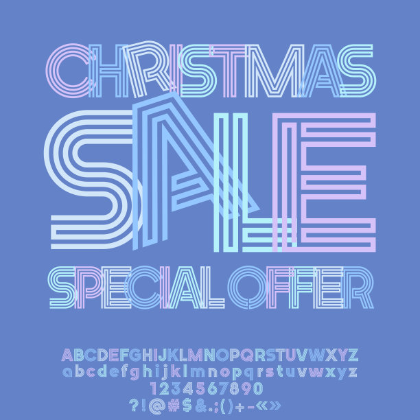 酷矢量圣诞销售购物海报与字母表图片下载