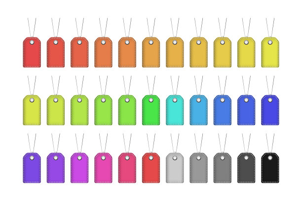 向量组现实孤立的彩色销售标签或价格标签上的白色背景装饰和覆盖。图片下载