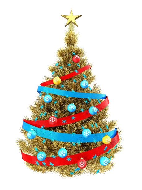 3d金色圣诞树图片下载