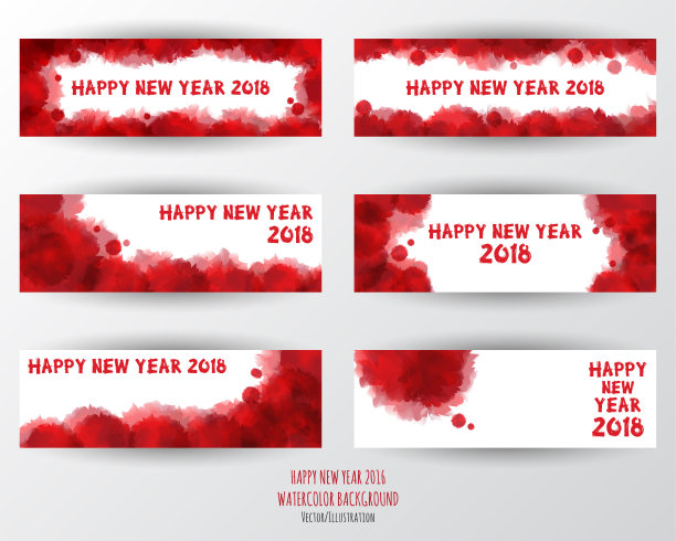 贺卡设计模板与现代文本为2018年的狗年。彩色数字2018绘制字母在彩色的背景。矢量插图。图片下载