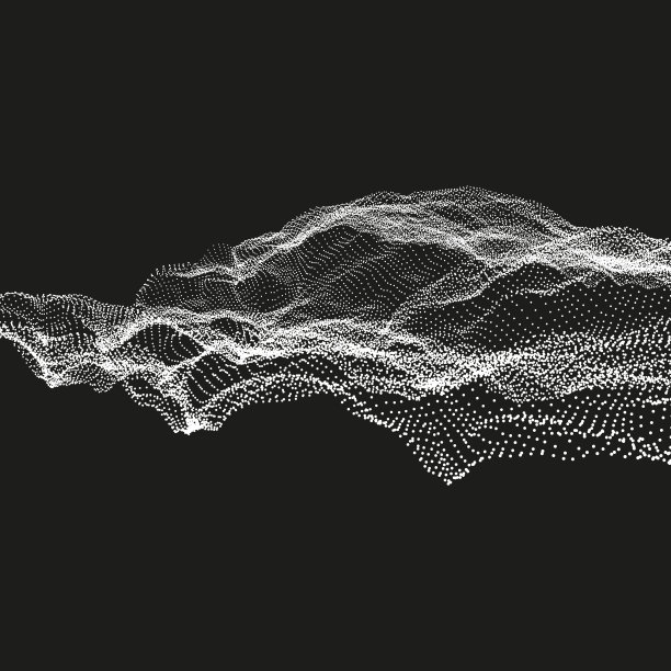 动态粒子数组。抽象矢量景观背景。未来设计。3D技术插图。图片下载