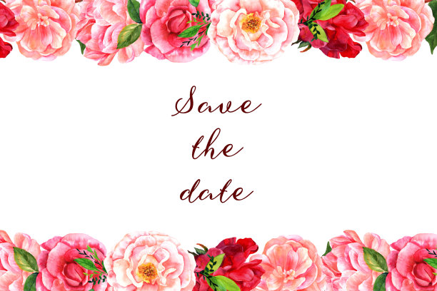 保存日期，邀请卡与复古玫瑰白色图片下载