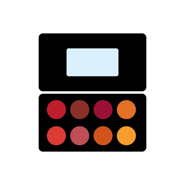 化妆调色板眼影与镜像向量图标插图在明亮的颜色，较浅的阴影图片下载