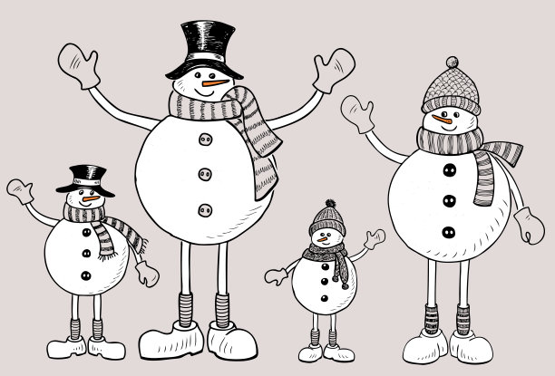 圣诞节快乐的雪人们图片下载