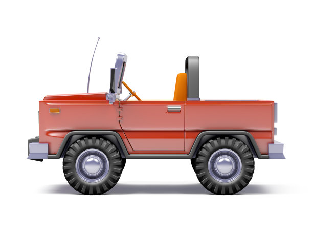 卡通狩猎越野车红色的一面图片下载