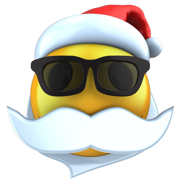 3d黄色表情微笑与圣诞帽图片下载