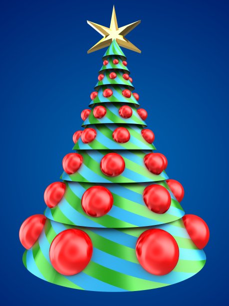 3d圣诞树在蓝色图片下载