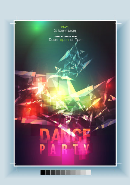 抽象舞会之夜海报，传单模板-矢量插图图片下载