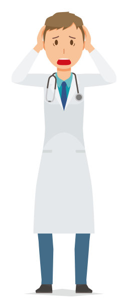 一位穿着白色西装的年轻男医生惊慌失措图片下载