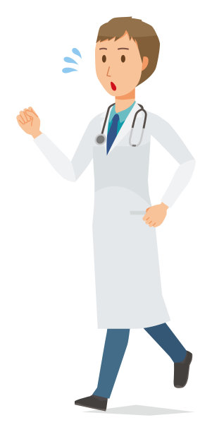 一位穿着白色西装的年轻男医生正在跑步图片下载