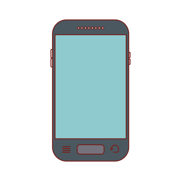 智能手机前视图图标彩色剪影图片下载