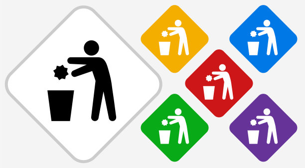 扔掉垃圾颜色钻石矢量图标图片下载