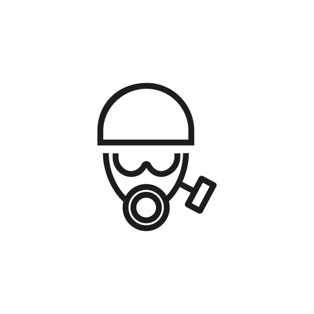 脸在防毒面具和头盔线图标图片下载