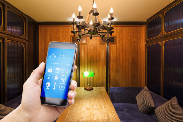 智能手机，智能家居，现代咖啡馆图片下载