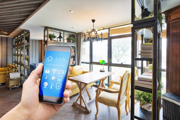 智能手机，智能家居，现代咖啡馆图片下载