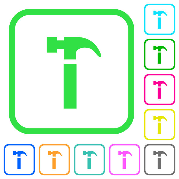 单锤生动的彩色平面图标图标图片下载