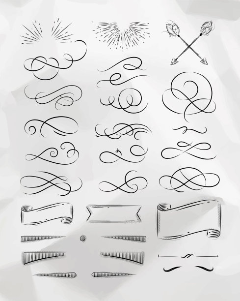 书法复古图形元素图片下载