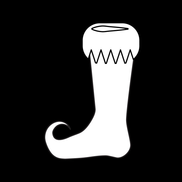 精灵鞋轮廓设计孤立在黑色背景图片下载