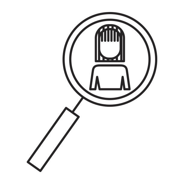 放大镜与商业女性象形图标图片下载