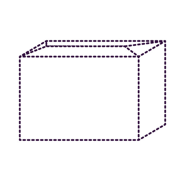 密封纸板箱图标在紫色虚线剪影图片下载