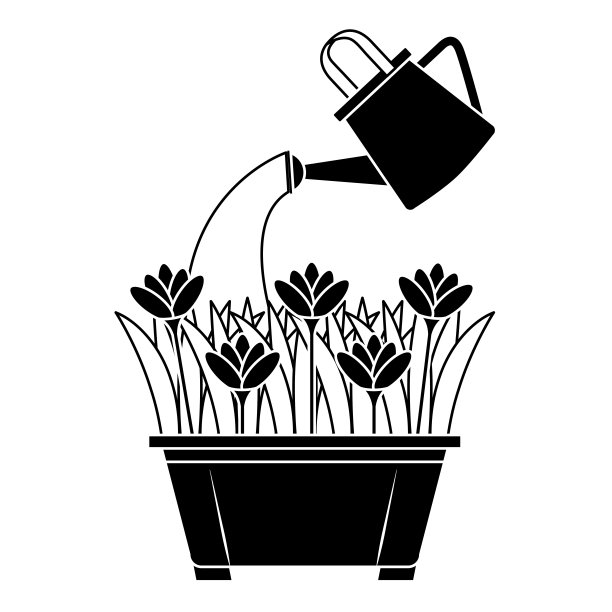 美丽的花栽培在花盆与喷头图片下载