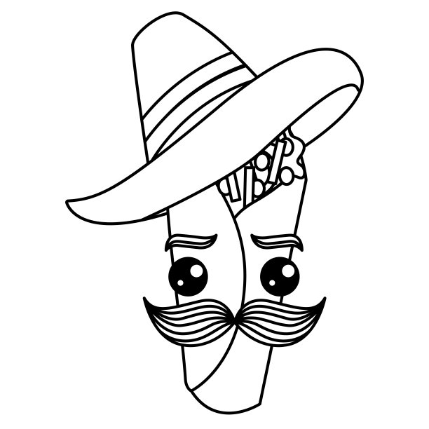 美味的墨西哥玉米煎饼和墨西哥帽子卡哇伊图片下载