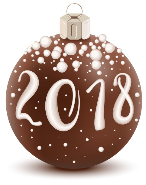 棕色巧克力2018圣诞球，糖衣。甜蜜的节日装饰图片下载
