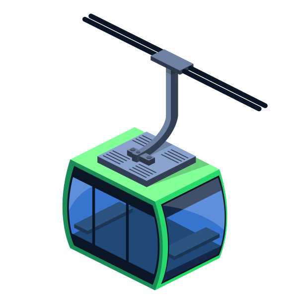 冬季旅游的等距三维矢量插图索道电缆图片下载