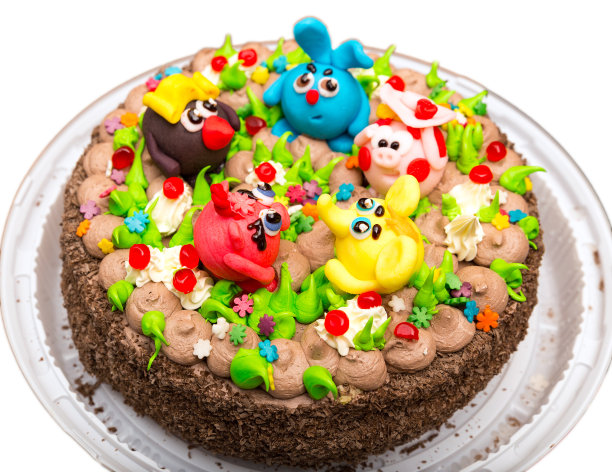 庆祝五彩缤纷的蛋糕装饰人物的儿童派对图片下载